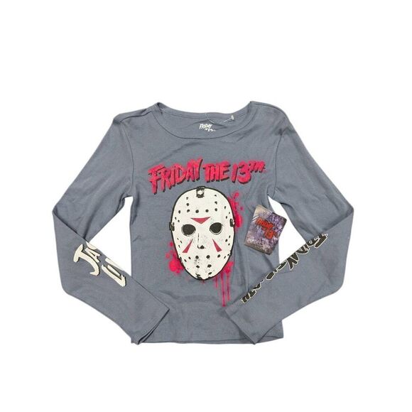 NWT Friday the 13th - Jason Ski Mask - Juniors Fitted Graphic T-Shirt Long Sleev - Picture 1 of 5